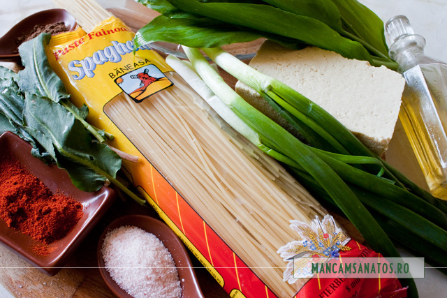 spaghetti Baneasa,tofu,verdeturi,mirodenii, pentru paste la cuptor